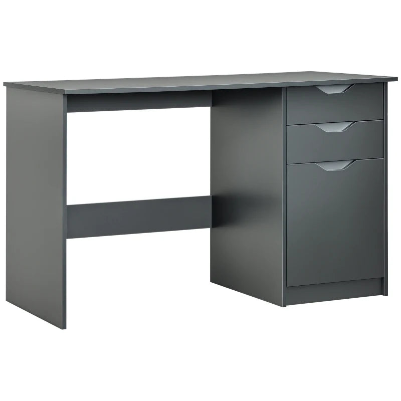 High Gloss Computer Desk with Drawers - Stylish 120x60cm Home Office Workstation & Storage Cabinet in Grey