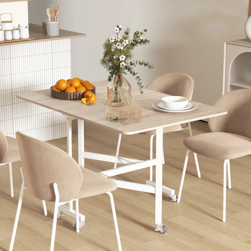 4-6 Person Oak Drop Leaf Dining Table - Space-Saving, Stylish Design for Modern Homes, Perfect for Family Meals
