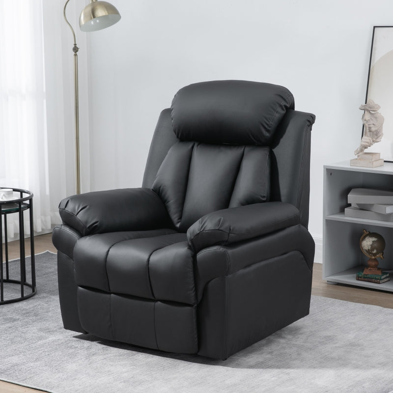 Electric Power Lift Recliner Chair for Elderly, Overstuffed Faux Leather Armchair with Remote Control and Side Pockets, Black