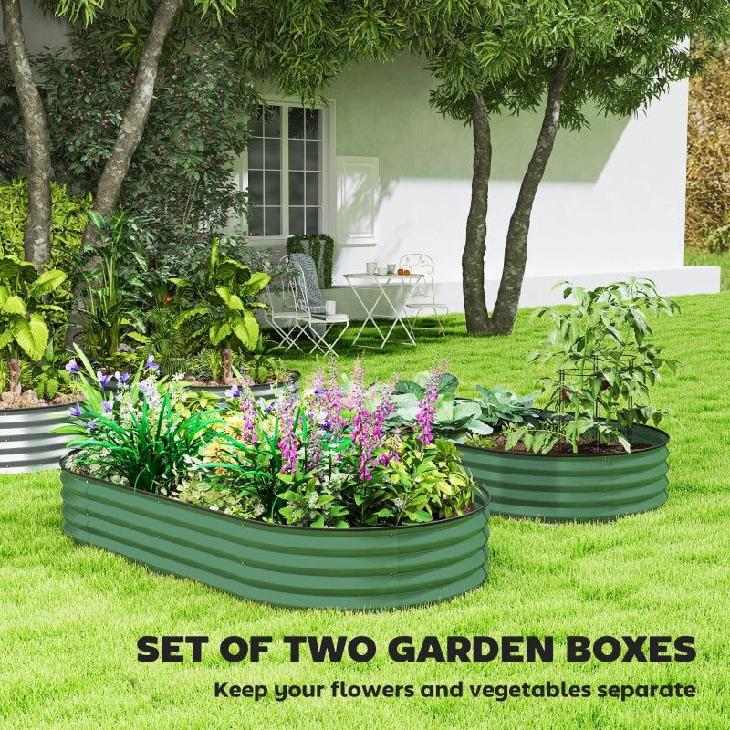 Set of Two 181 x 93cm Green Steel Planters