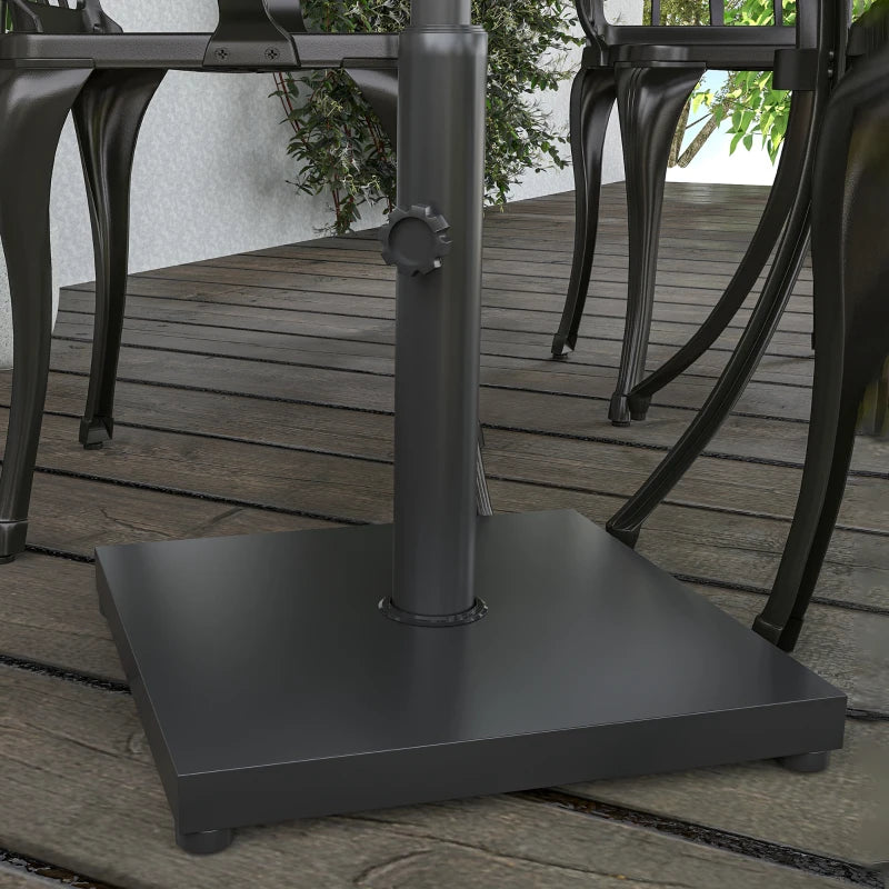 Black Square Cement Parasol Base - 11kg Umbrella Stand for Patio & Garden