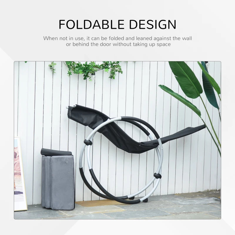 Metal Orbital Rocking Chair with Padded Mat - Black Grey