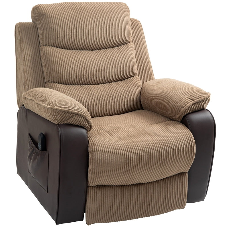 Oversized Electric Riser Recliner Chair for Elderly with Remote Control, USB Port and Side Pockets in Brown