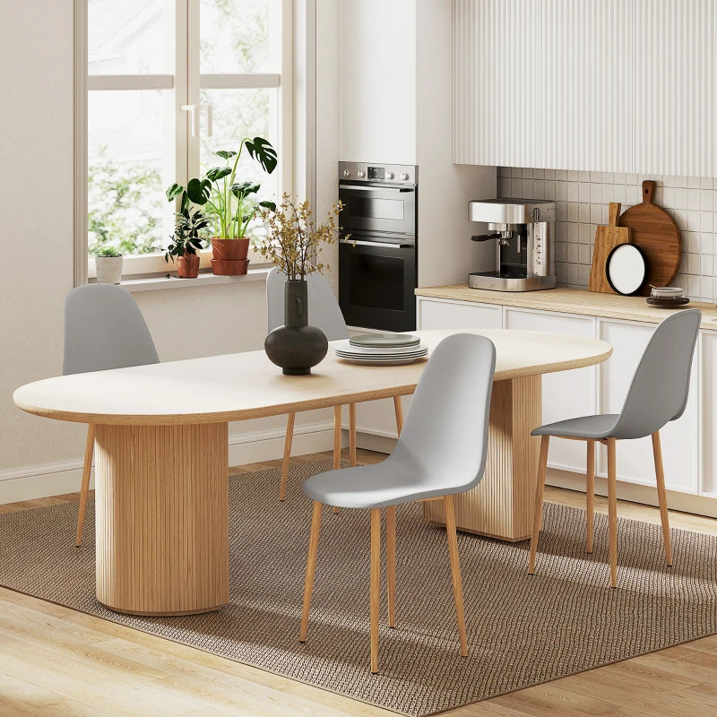 Modern Grey Dining Chairs Set of 4 - Stylish Kitchen Chairs with Backrest & Steel Legs for Dining Room & Living Room