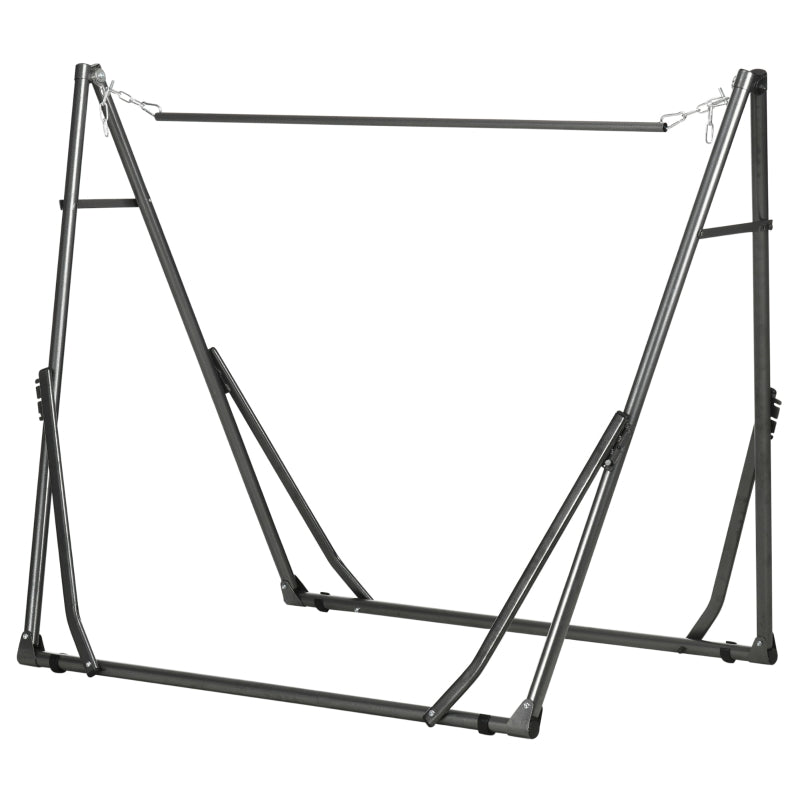 Black Foldable Hammock Stand with 2-in-1 Net & Clothes Rack, 120kg Capacity