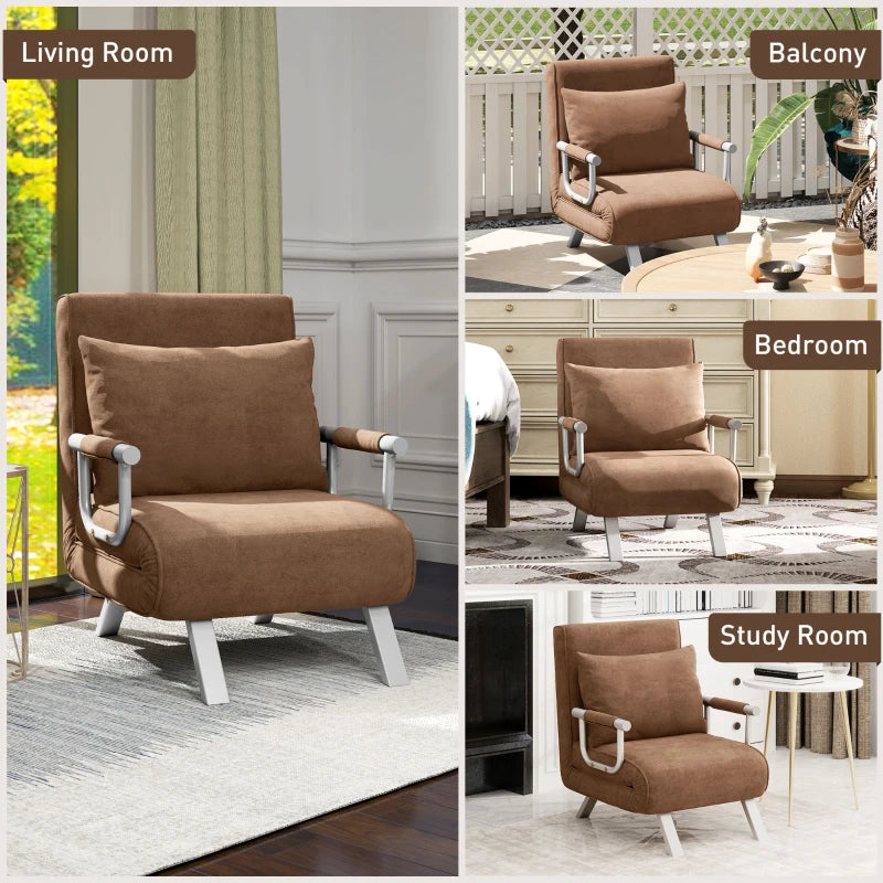 Versatile 4-in-1 Faux Suede Chair Bed in Coffee Colour for Ultimate Comfort and Style