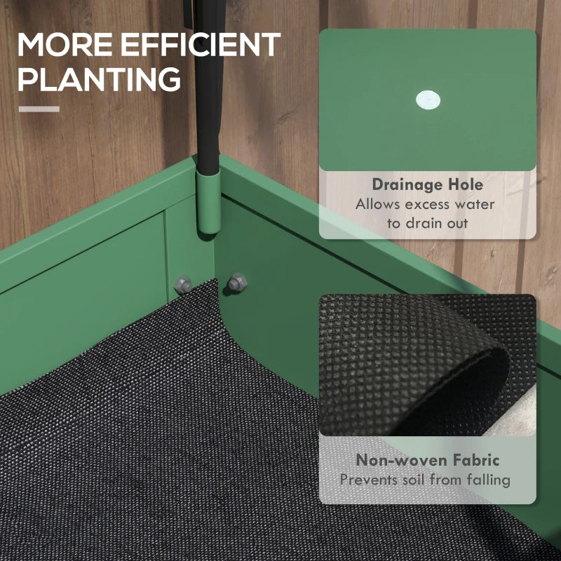 Mobile Elevated Garden Bed with Greenhouse Cover - 4ft Green Planter with Wheels and Bottom Shelf