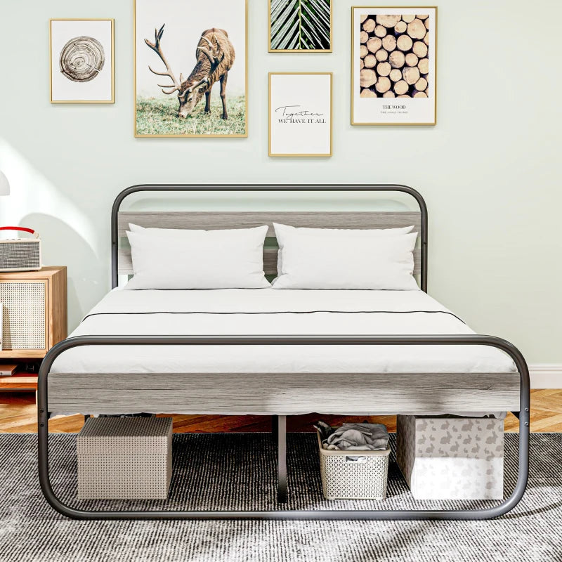 King Size Black Steel Industrial Bed Frame - Sturdy, Modern Design for Ultimate Comfort and Style in Your Bedroom