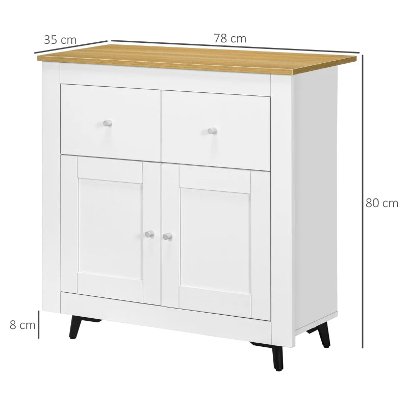 Modern White Sideboard Storage Cabinet with Double Doors & Drawers - Stylish Kitchen Cupboard for Dining Room, Living Room & Entryway