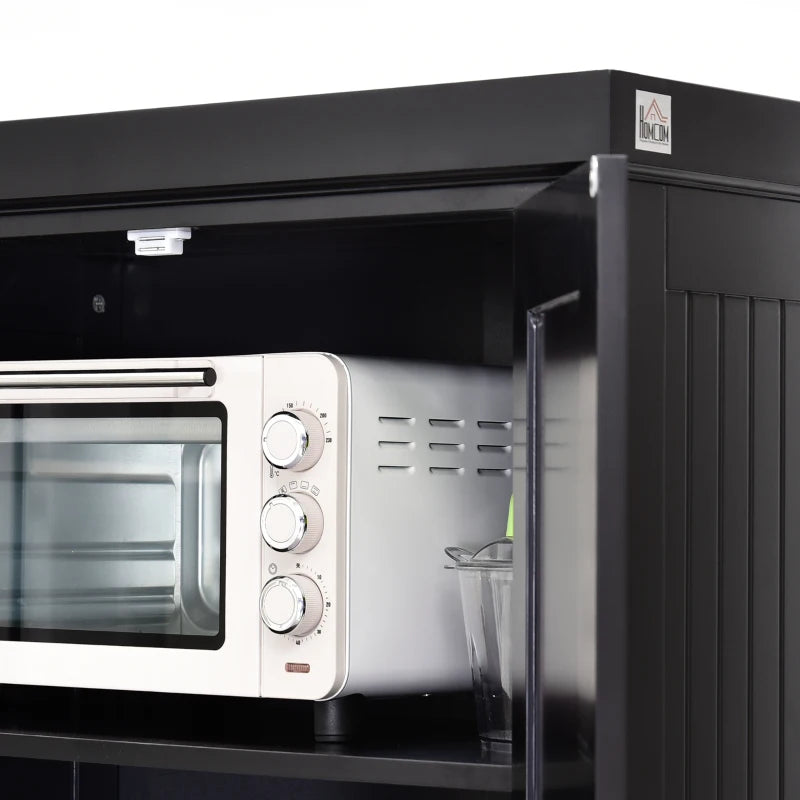 Freestanding Multi-Storage Kitchen Cabinet in Black - Stylish & Functional Organizer for Home & Kitchen Storage Solutions