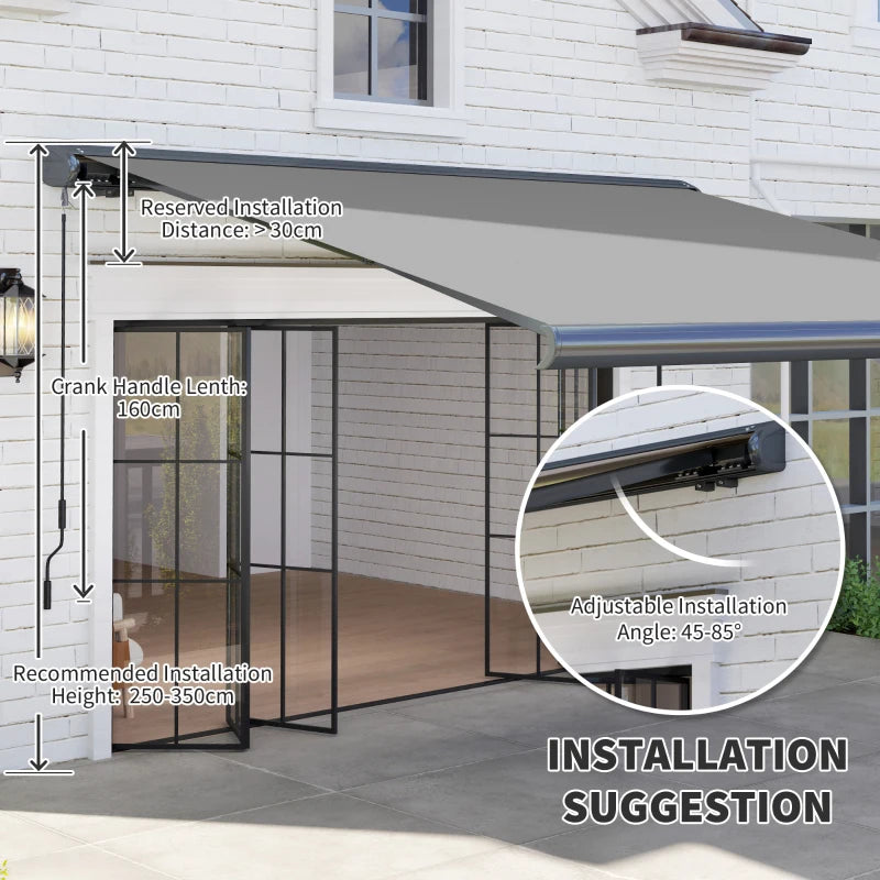Grey 3.5m x 3m Electric Awning with Remote Controller - Aluminium Frame DIY Retractable Awning, UV50+ Sun Shade Canopy