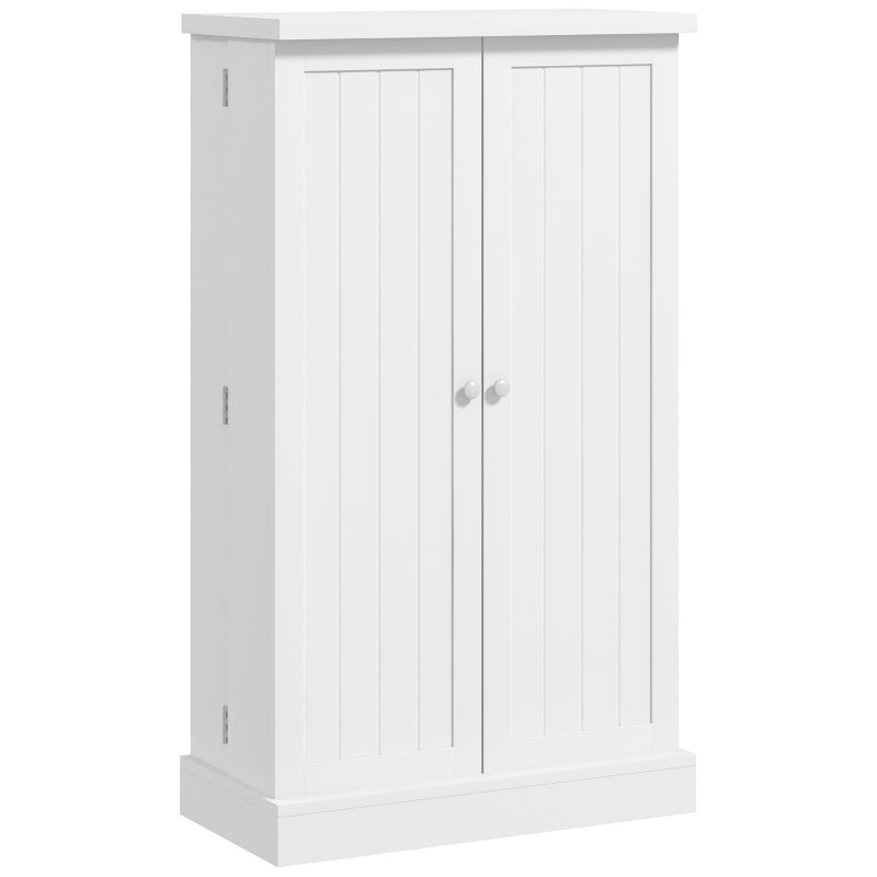 Freestanding Multi-Storage Kitchen Cupboard with Adjustable Shelves - Stylish White Organizer for Kitchen Storage Solutions