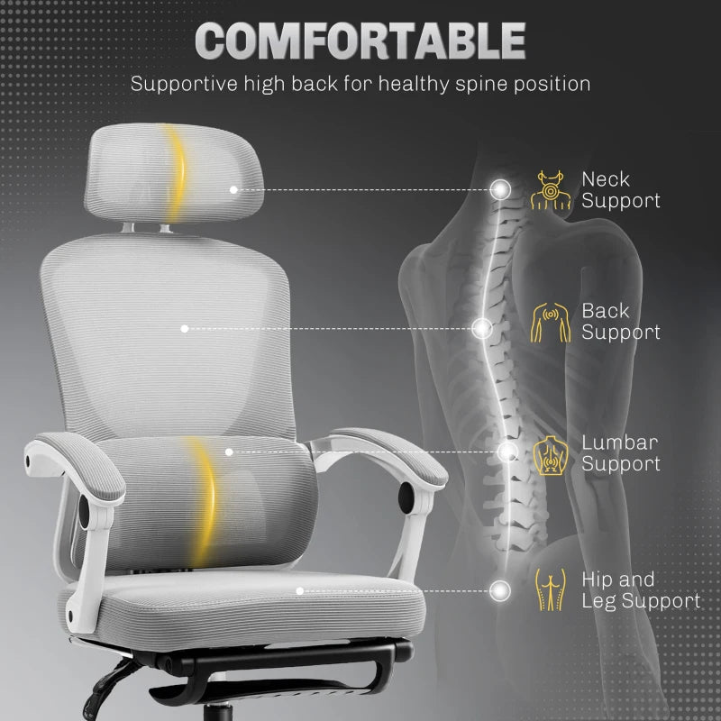 Ergonomic Multi-Adjustable Grey Mesh Back Office Chair for Ultimate Comfort and Support - Perfect for Home and Office Use