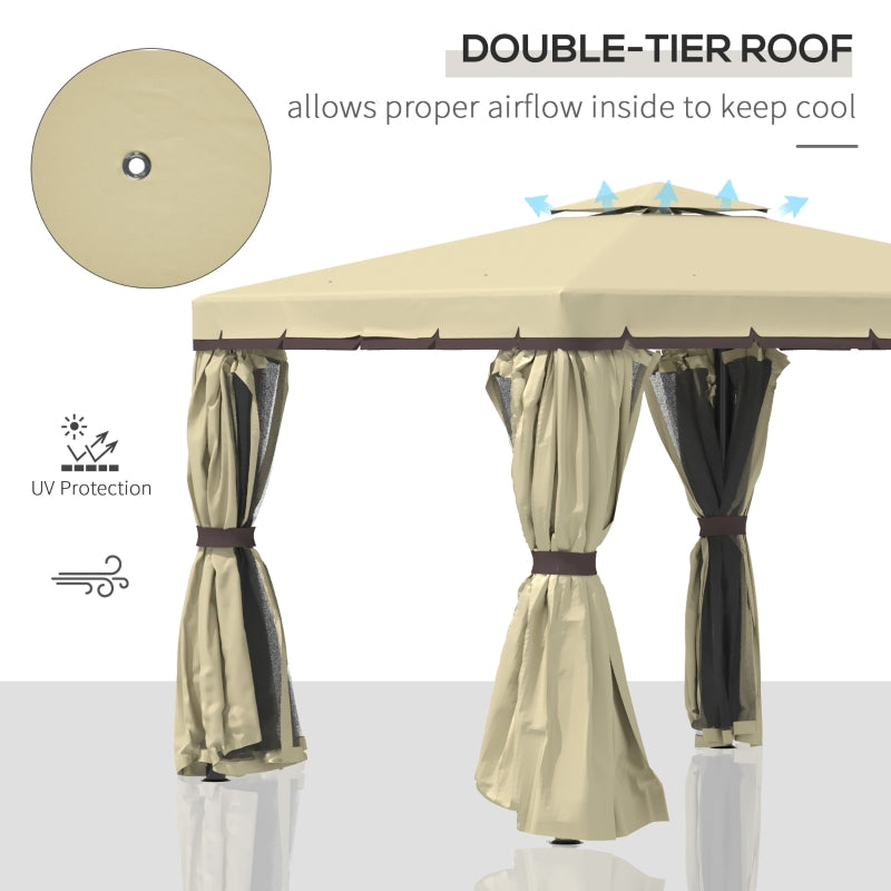 Beige 3m x 3m Water Repellent Gazebo