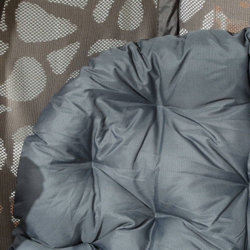 Swivel Egg Chair with Cushions - Foldable Metal Frame Lounge Chair for Indoor Outdoor Use - Grey - Perfect for Balcony, Patio, and Living Room