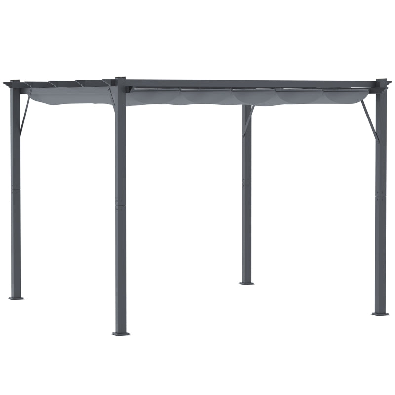 3 x 3 m Grey Aluminum Gazebo with Retractable Roof