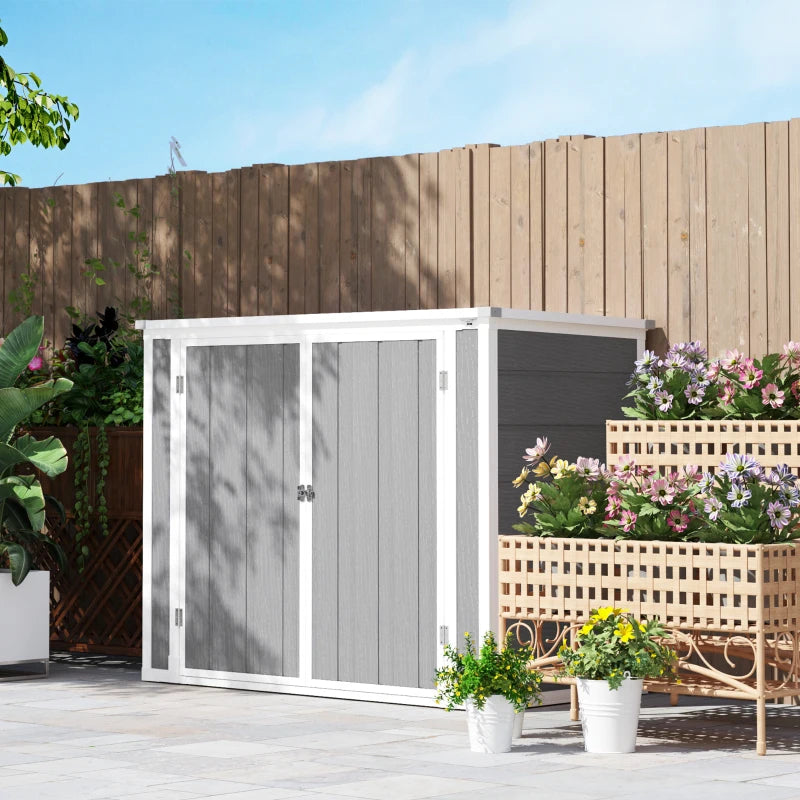 4.7ft x 2.5ft Grey Garden Shed - Double Bin Storage Shed with Lockable Doors, Outdoor Small Shed