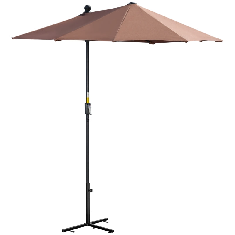 2m Coffee Half Parasol with Crank Handle and Base