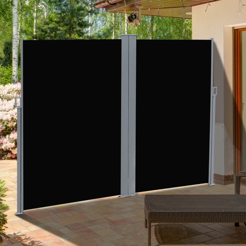 6m x 2m Retractable Black Screen Fence For Sun Protection/Privacy