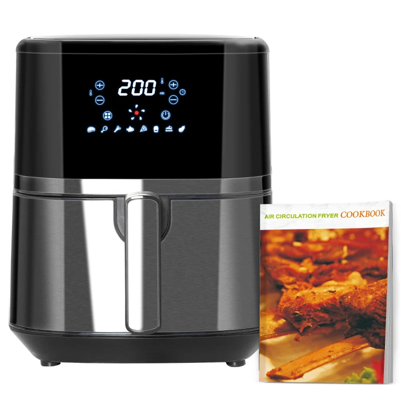 4.5L 8-in-1 Digital Air Fryer Oven - Oil-Free Cooking, Temp Control, Non-Stick Basket, 1500W, Rapid Air Circulation, Black