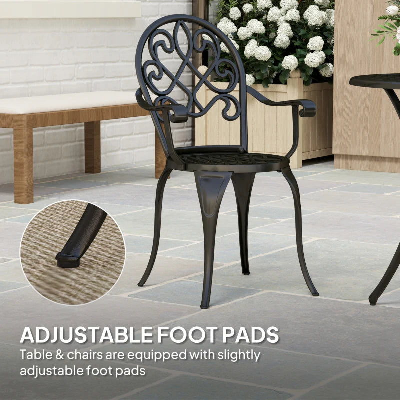 Elegant Black Aluminium Garden Set - 3-Piece Outdoor Furniture