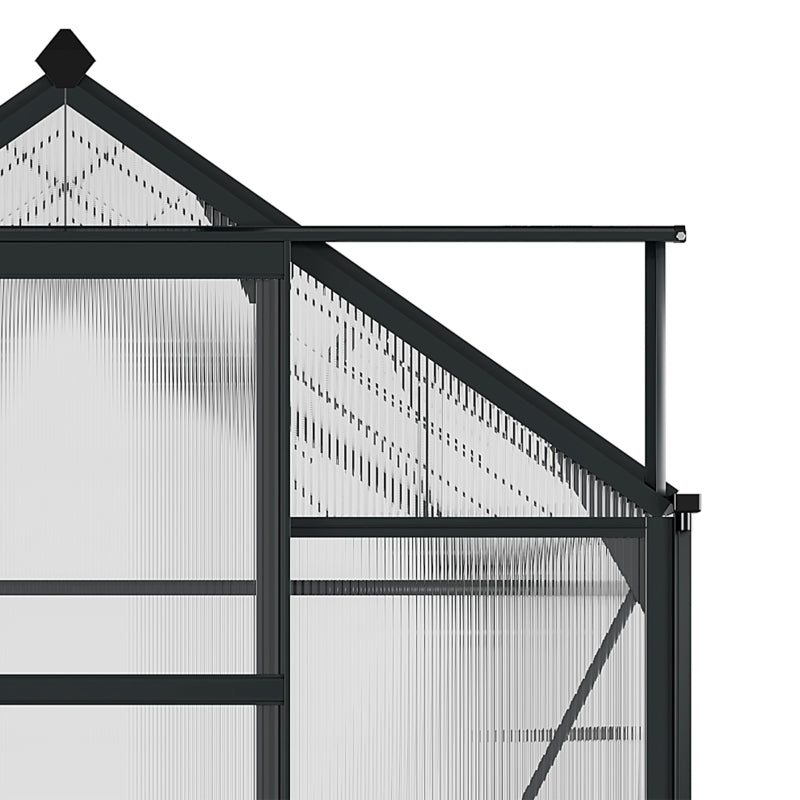 Grey 6ft x 6ft Polycarbonate Greenhouse With Aluminium Frame