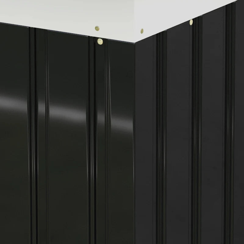 Black 9ft x 4ft Metal Garden Storage Shed With Foundation Kit, Ventilation and Double Doors