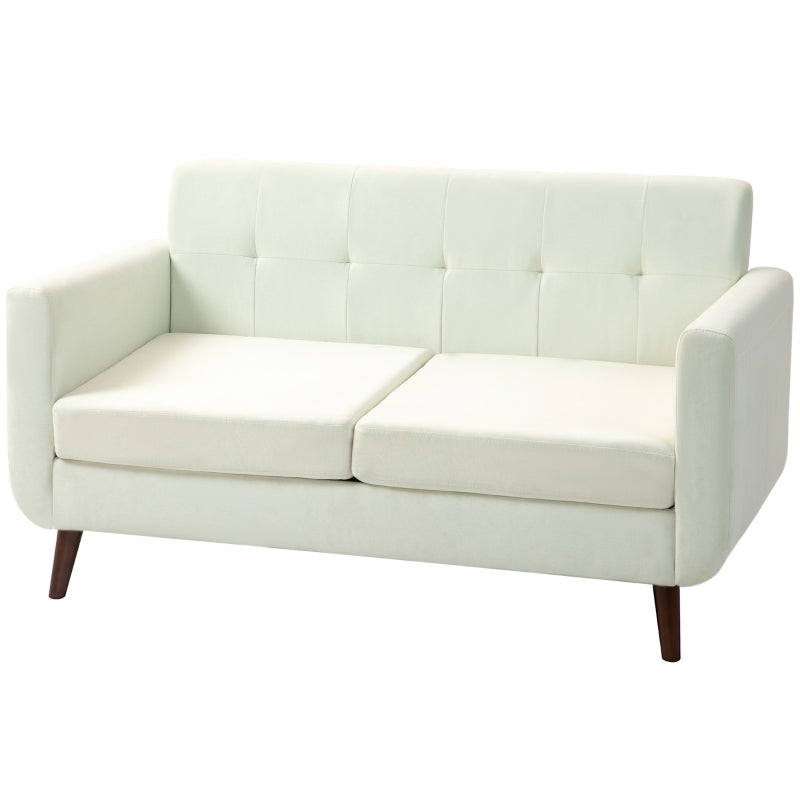 Cream Two-Seater Linen-Look Sofa for Stylish Living Room Seating