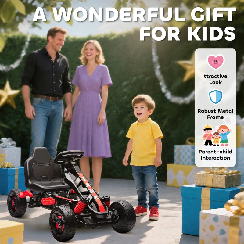 Kids Pedal Go Kart for Ages 3-6 with Freewheel System and Anti-Slip Wheels Red