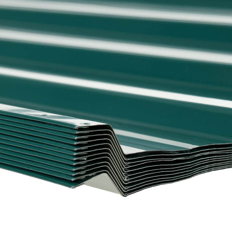Pack of 24 Green Galvanised Metal Roofing Sheets for Sheds