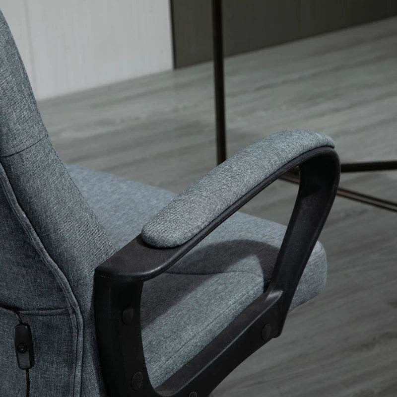 Vinsetto Grey Fabric Office Chair with Massage Lumbar Support, Adjustable Height, Mid Back Design, Swivel Wheels for Comfort