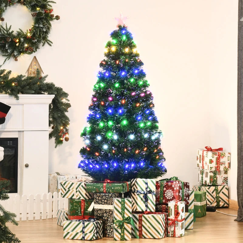 5FT Pre-Lit Artificial Christmas Tree with Star Topper & Metal Base - Perfect Holiday Home Decoration