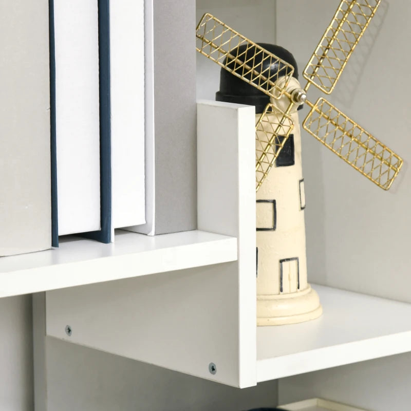 Modern 6-Tier Book Shelf with 11 Open Shelves - Freestanding White Bookcase for Home Office & Study