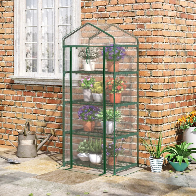 Compact Green 4-Tier Portable Plant Grow Shed 160x70x50cm