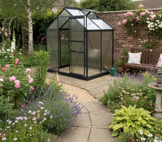 Grey 6ft x 4ft Polycarbonate Greenhouse With Aluminium Frame