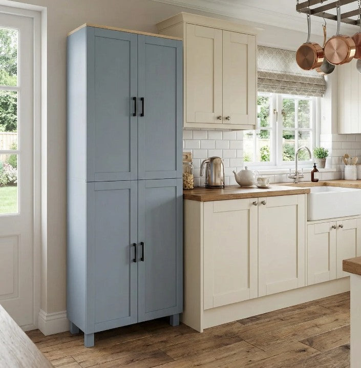 170cm Slim Kitchen Pantry Cupboard – Transform Cluttered Kitchens into Organised, Space-Saving Storage with 6 Adjustable Shelves & 4 Doors