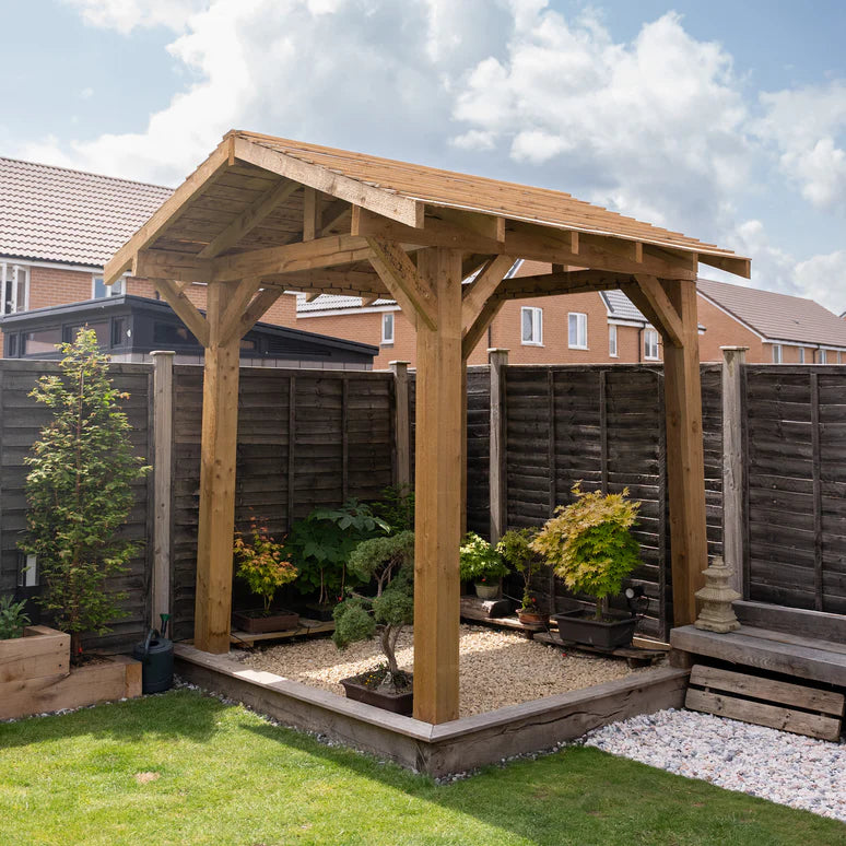 Ruby Wooden Apex Gazebo with Treated Featheredge Roof & Overhang - Premium Garden Gazebo