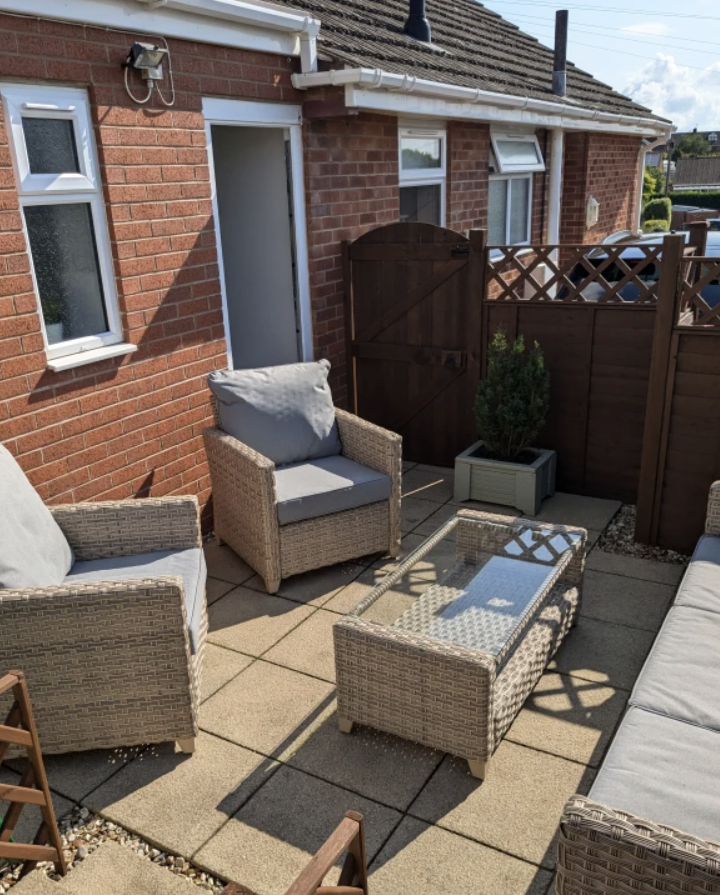 4 Piece Brown Rattan Sofa Set - 3 Seater Sofa and 2 Chairs + Coffee Table