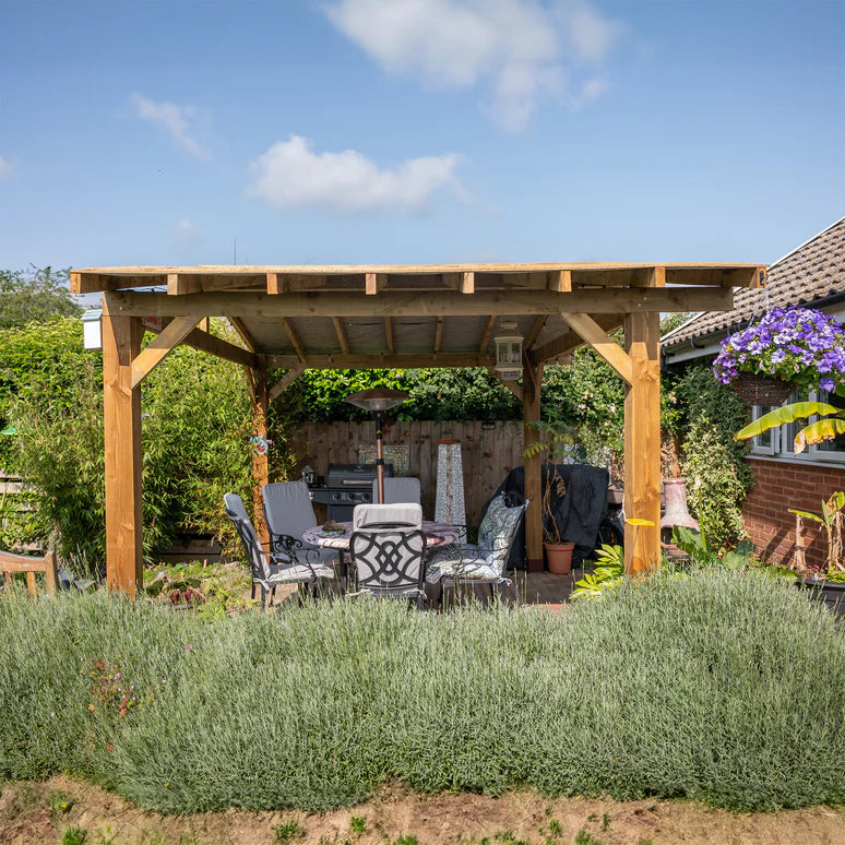 Ruby Wooden Apex Gazebo with Treated Featheredge Roof - Classic Garden Gazebo (No Overhang)