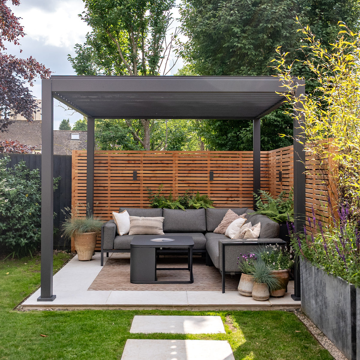 Larch Slatted Horizontal Fence Panels - Premium Timber Modern Garden Fencing