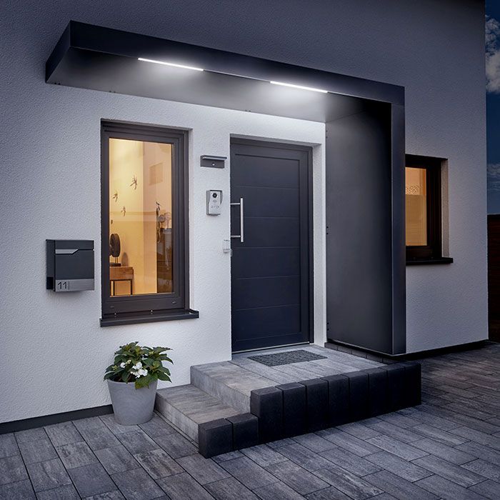 250x90cm Aluminium Canopy With LED Light Strip & Side Panel - Anthracite Grey (Left or Right)