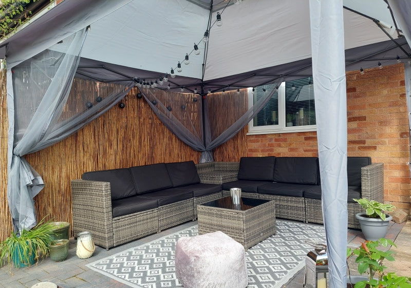 6-Seater Rattan Corner Sofa Set Set With Cushions
