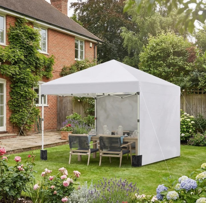 3m x 3m White Pop Up Gazebo with 2 Sidewalls