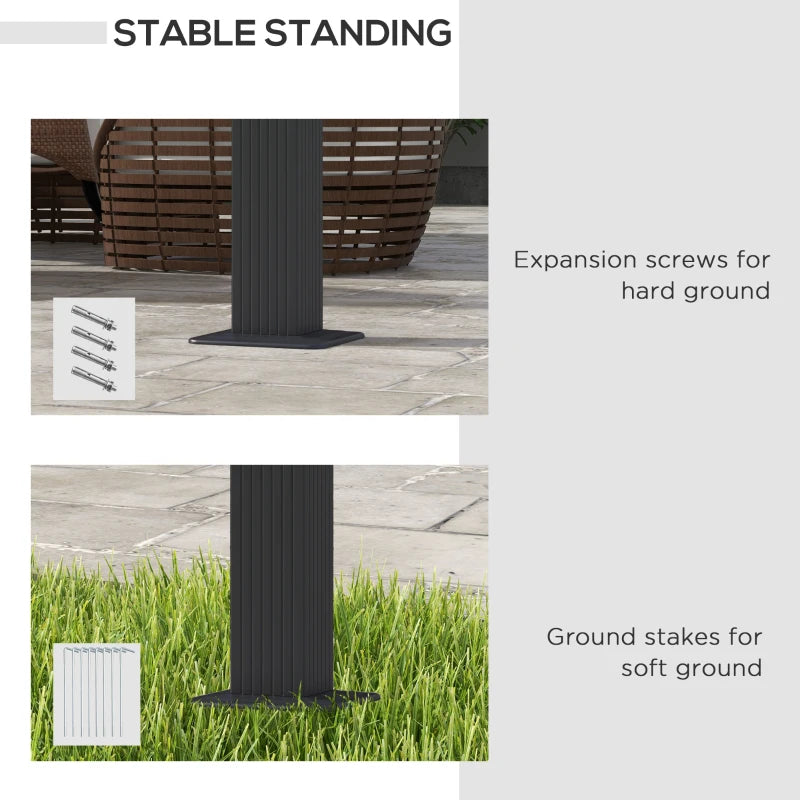 3m x 4m Dark Grey Aluminium Retractable Pergola