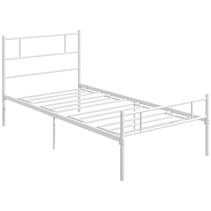 Stylish Metal Single Bed Frame with Headboard & Footboard - Durable Slat Support & 31cm Underbed Storage Space