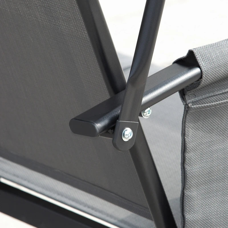 Charcoal Grey 3-Person Outdoor Swing Chair with High Back, Side Pouches, and Canopy