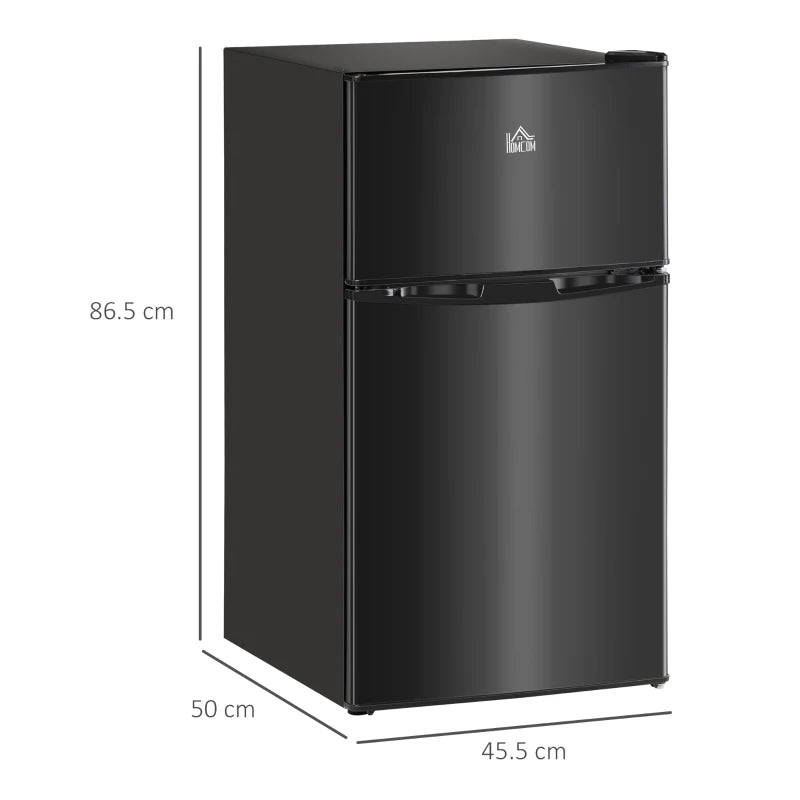 Compact 88L Under Counter Fridge Freezer - 5 Settings, 3 Star Rating, Stylish Black Mini Refrigerator for Small Spaces
