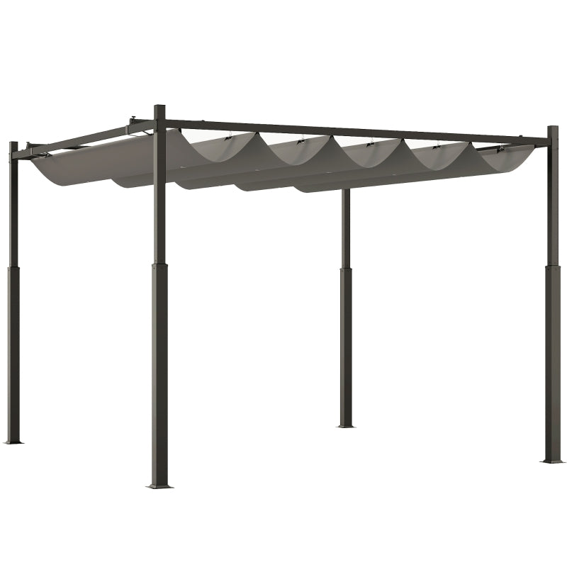 Grey 3m x 3m Retractable Garden Pergola with Magnetic Fixture