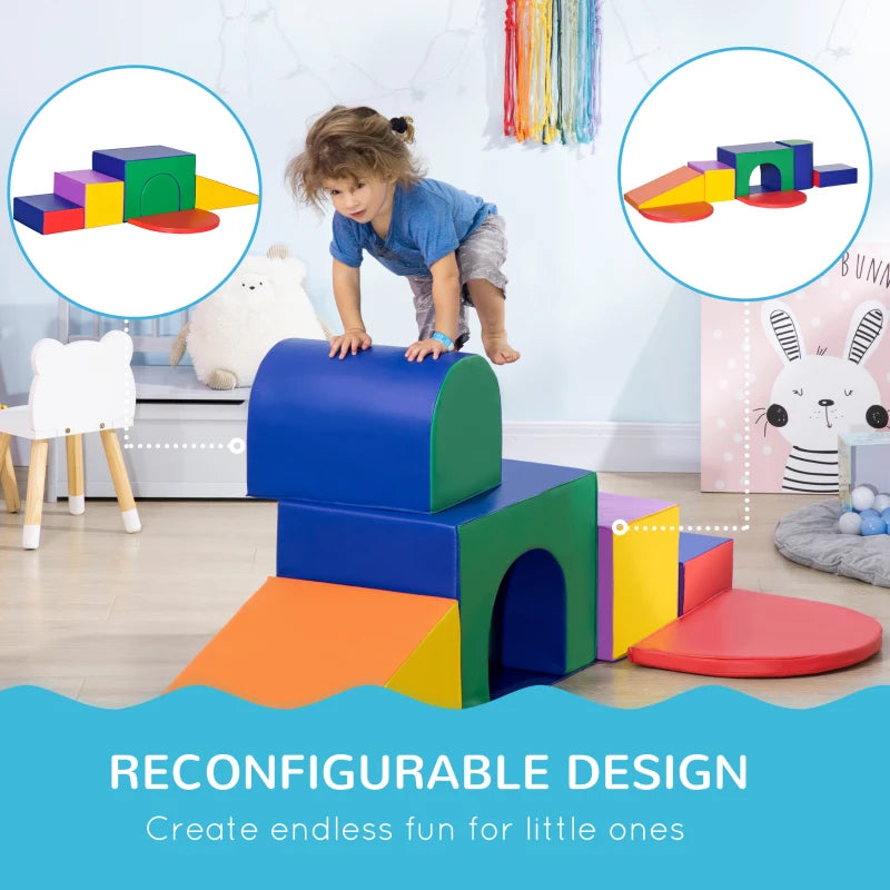 Multicoloured Seven-Piece Soft Playset for Toddlers Perfect for Indoor Play and Learning