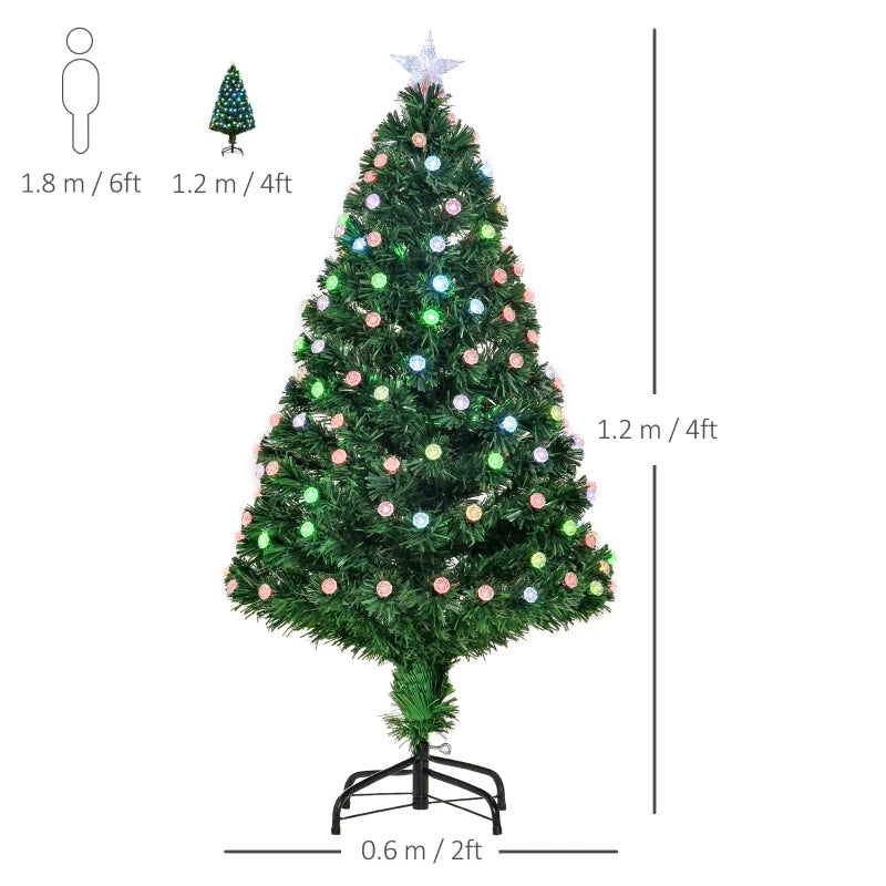 4FT Pre-Lit Artificial Christmas Tree with Fiber Optic Lights - Festive Green Holiday Decoration for Home & Xmas Cheer